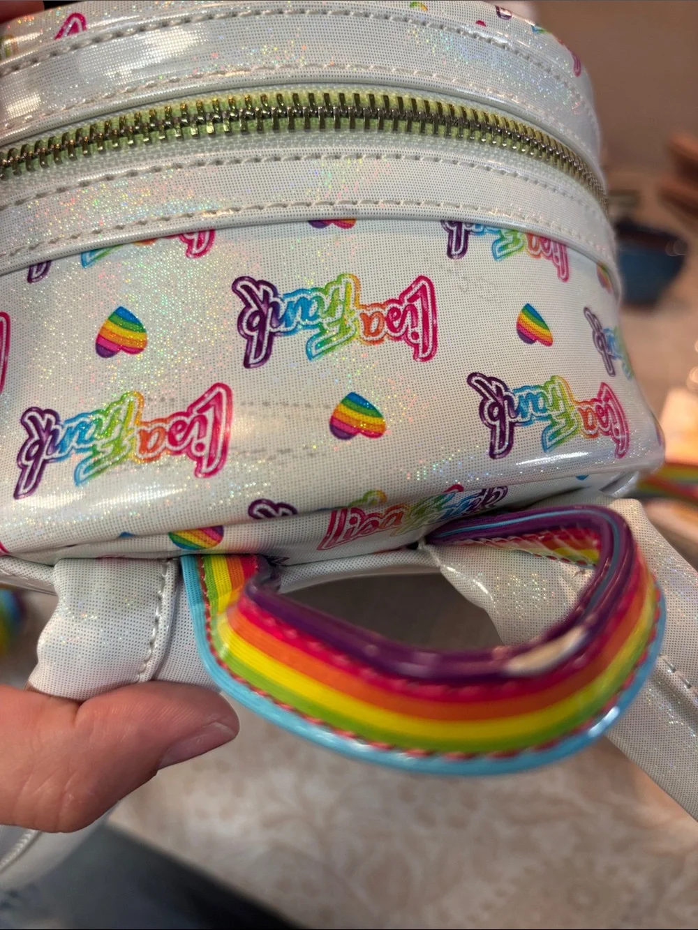 Lisa Frank White Mini Backpack with Rainbow Heart Front Pocket